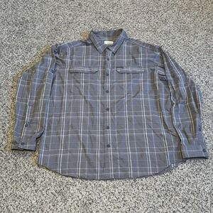 Columbia Omni Shade Button Up Shirt Mens XL Grey Roll Tab Long Sleeve Vented